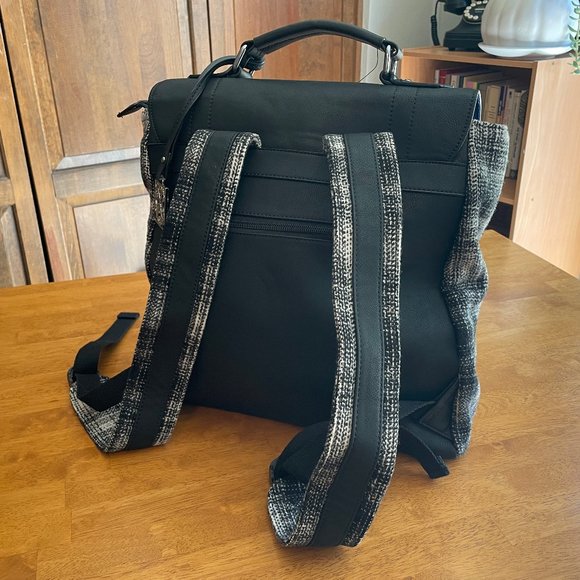 Christian Lacroix black/white plaid wool backpack purse - Picture 9 of 10